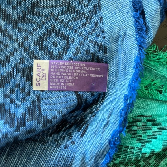 Pashmina Style Scarf/Wrap Blue and Green EUC - Picture 9 of 12